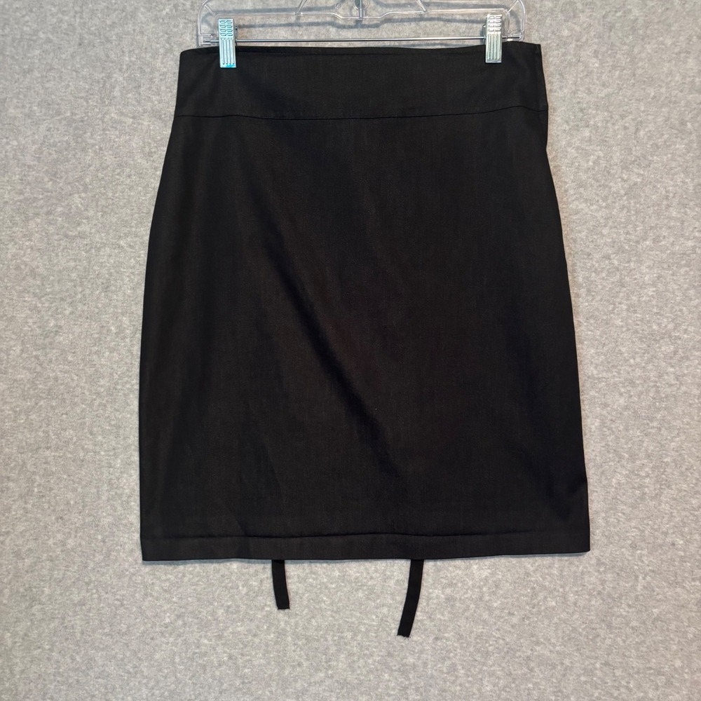 Vtg Y2K Wrapper Black Corset Tie Up Knee Length Skirt Juniors‎ Sz 11 Whimsygoth